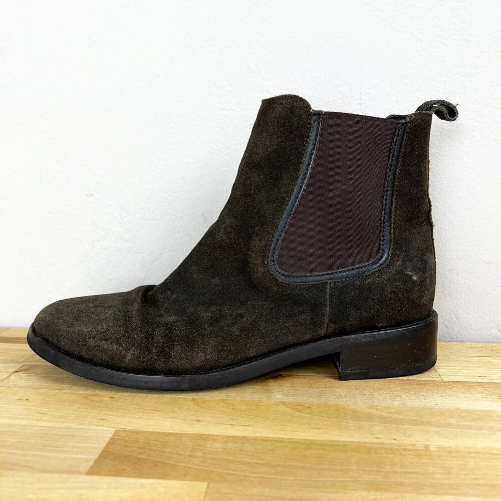 Thursday Boot Co. Duchess Dark Olive Suede Chelsea Ankle Boot Women 9.5 US